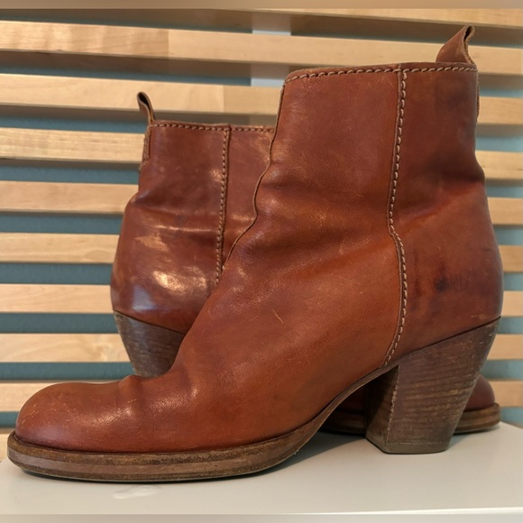 ACNE STUDIOS Women's Leather Pistol Boots Ankle Brown Zip Made in Italy Size 37 - Picture 5 of 7